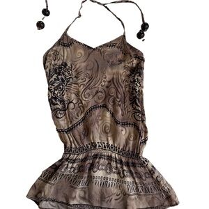 Bohemian Halter Top 100% silk made in Italy Elisabetta franchi